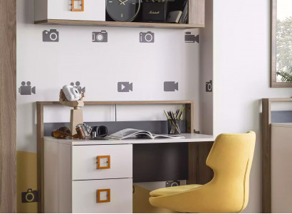 Children's Room Desk Set 2-Piece Shelf Computer Wood White